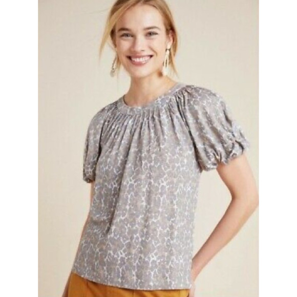 Anthropologie Maeve Linen Leopard Top Women's Size S - Picture 1 of 7
